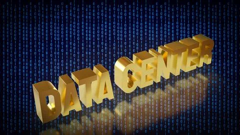 Golden Data Center Technology 3d render. Illustrazione stock
