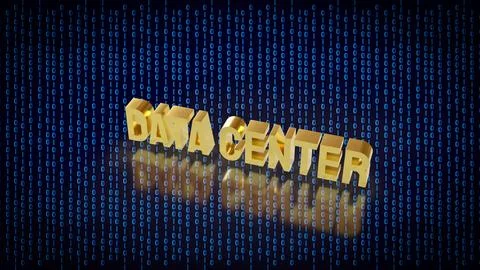 Golden Data Center Technology 3d render. Illustrazione stock