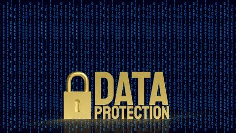 Golden Data Protection Padlock for Digital Cybersecurity Concept 3d render. Stock Illustration