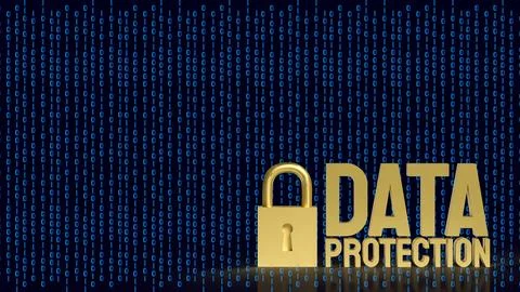 Golden Data Protection Padlock for Digital Cybersecurity Concept 3d render. 库存插图