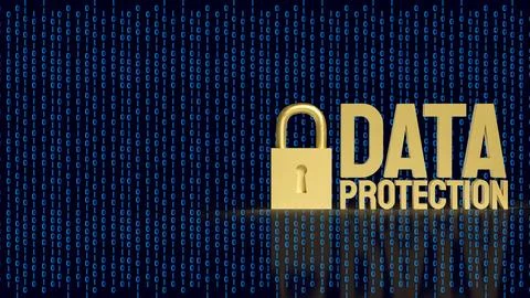 Golden Data Protection Padlock for Digital Cybersecurity Concept 3d render. Stock Illustration