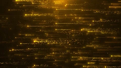 Golden data streak motion background fast glowing particles, horizontal light tr Stock Footage 340412069