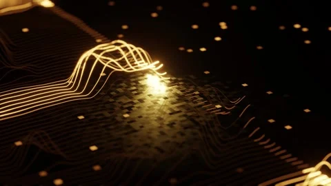Golden Data Streams on Circuit Board 4K Loop Stock Footage 340824860