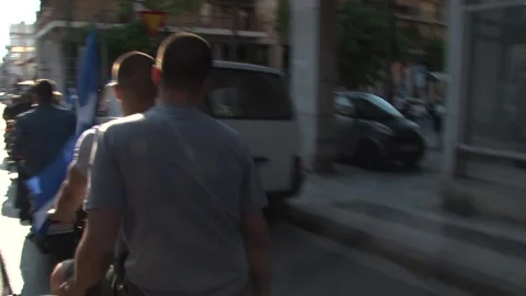 Golden Dawn mottorcade  -- Stock Footage 148411087