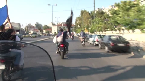 Golden Dawn mottorcade  Video stock 148411193