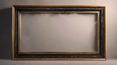 A golden, decorated horizontal rectangular frame with smoke coming out of t.. Vídeos de archivo 273954683