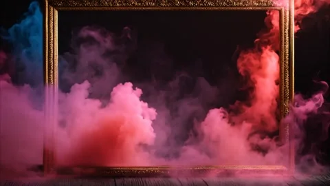 Golden decorated rectangular frame on wooden boards with slowly moving pink.. Vídeos de archivo 273953869