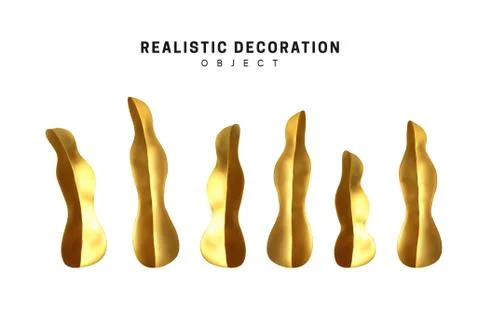 Golden decorative design elements isolated on white background. Stock Illustration