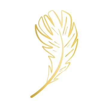 Golden decorative feather for creating invitations and cards Stock Illustration