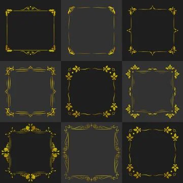 Golden Decorative frames vintage Stock Illustration