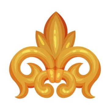 Golden Decorative Monogram or Scroll Isolated on White Background Vector Stock Illustration