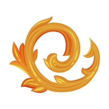 Golden Decorative Monogram or Scroll Isolated on White Background Vector イラスト素材