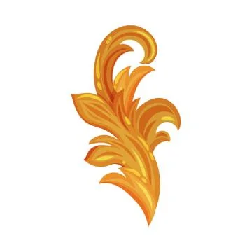 Golden Decorative Monogram or Scroll Isolated on White Background Vector Stock Illustration