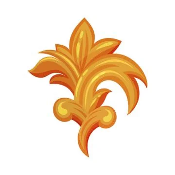 Golden Decorative Monogram or Scroll Isolated on White Background Vector Stock Illustration