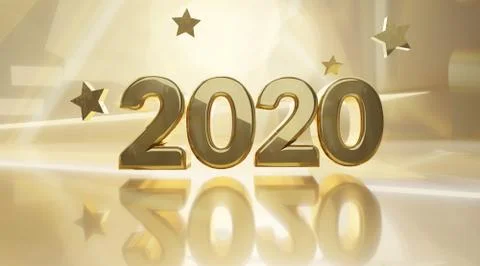 Golden design background 2020 3d-illustration Stock Illustration