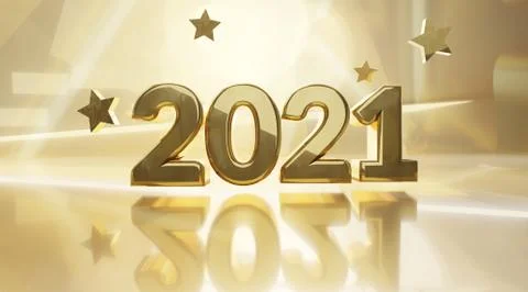 Golden design background 2021 3d-illustration Stock Illustration