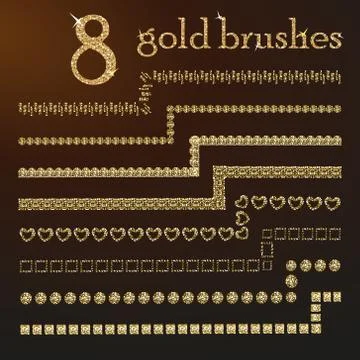 Golden design brushes set. Stock Illustration