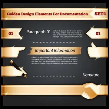 Golden design elements for documentation set4 Stock Illustration