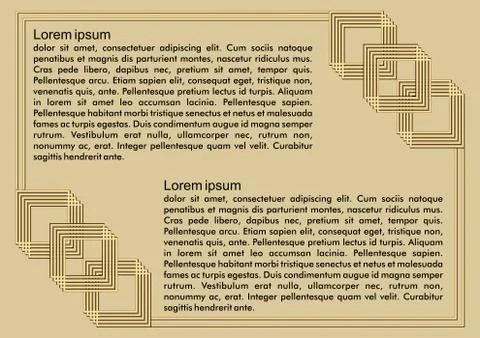 Golden designed document template, embossed golden square patterns on light Stock Illustration
