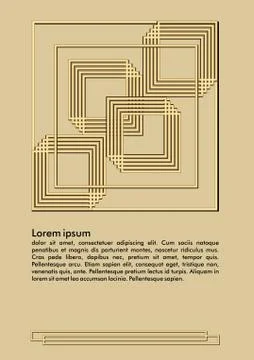 Golden designed flyer template, embossed golden square patterns on light golden Stock Illustration