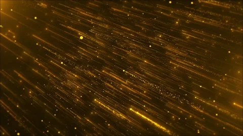 Golden diagonal speed streaks background with glowing particle trails, amber spa Stock Footage 340419788
