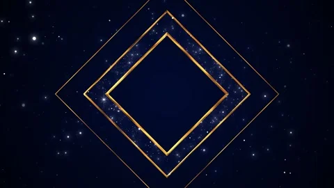 Golden diamond frames glow over a deep navy star field, Stock Footage 341003858