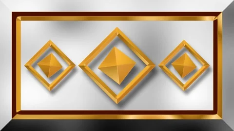 Golden Diamond Frames with Rotating Pyramids Abstract Seamless Loop Video Stock Footage 340272041
