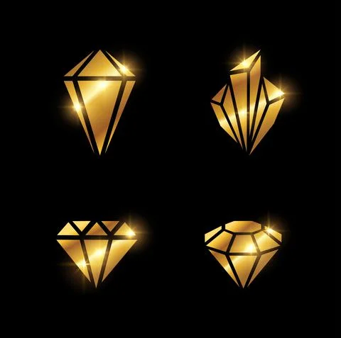 Golden Diamond Shape Vector Sign Stock Illustration