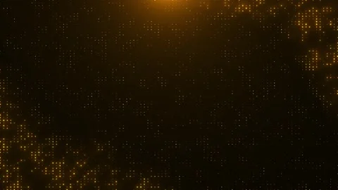 Golden digital dot matrix background falling light particles, amber depth, shimm Stock Footage 340412790