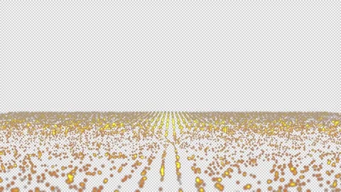 Golden Digital Dots Grid Wave Perspective Isolated on Transparent Background Video stock 319784474