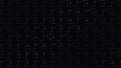 Golden digital network nodes animating on a dark grid background Stock Footage 335939190