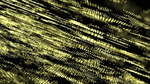 Golden digital particles flowing in wave patterns creating a luxury data stre 库存影片 330593220