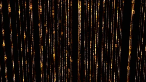 Golden Digital Rain: Binary Code Falling on Black Background 스톡 동영상 309844501