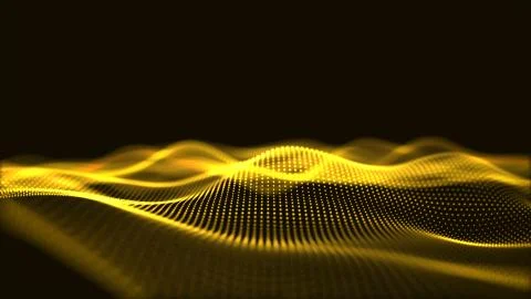 Golden digital wave background abstract title blurred particle illustration. Stock Illustration