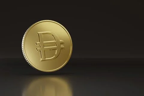 Golden Dirham coin with copy space. 3D illustration. Stock Illustration