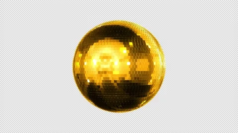 Golden disco ball with alpha background spinning Stock Footage 237221844