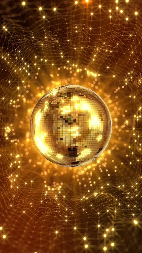 Golden Disco ball VJ reflection on the wall animation for music broadcast TV Stock Footage 333903883