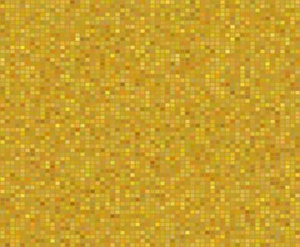 Golden disco party vector pattern, yellow squared mosaic, bitmap texture, pixel Stock Illustration