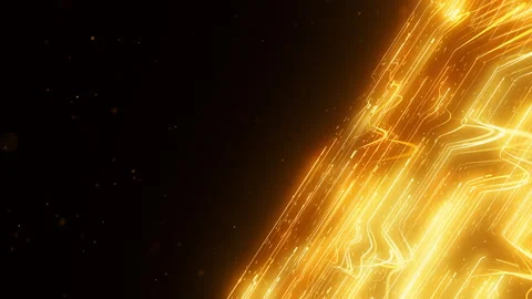 Golden Distorted Data Waves Bend Through Futuristic Space With Fast Light Trails Stock Footage 340963855