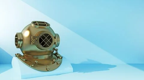 Golden diving helmet Stock Illustration