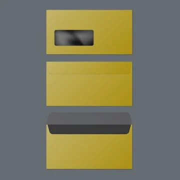 Golden DL Envelopes Set. Open And Close Stock Illustration