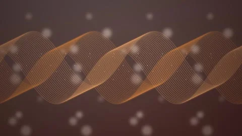 Golden DNA double helix wave lines flow with glowing particles Stock Footage 342215835