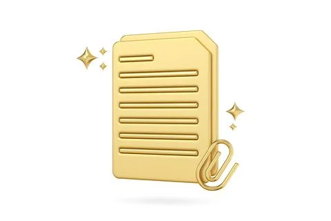 Golden Document, A captivating 3D rendering of two golden documents with pa.. Stock Illustration