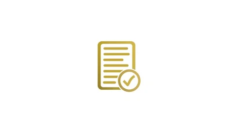 Golden Document Checklist Icon with Checkmark on animation White Background.. Stock Footage 321855535