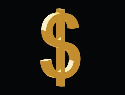 Golden dollar 3d vector Stock Illustration