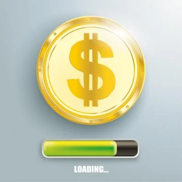 Golden Dollar Coin Loading Stock Illustration