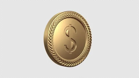 Golden Dollar Coin Rotating Loop Stock Footage 274669635