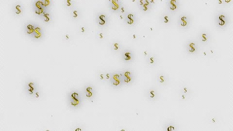 Golden "DOLLAR". Falling text dollar animation on the alpha channel. Stock Footage 258947250
