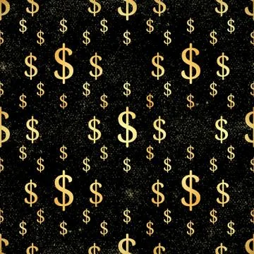 Golden Dollar seamless pattern. Vector illustration. Stock Illustration