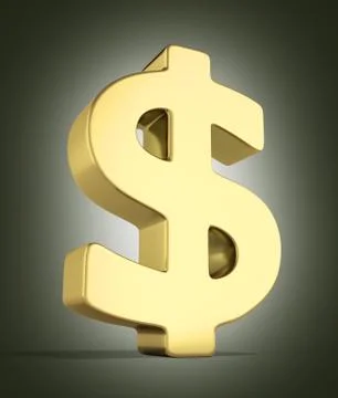 Golden dollar sign 3d render on gradient Stock Illustration